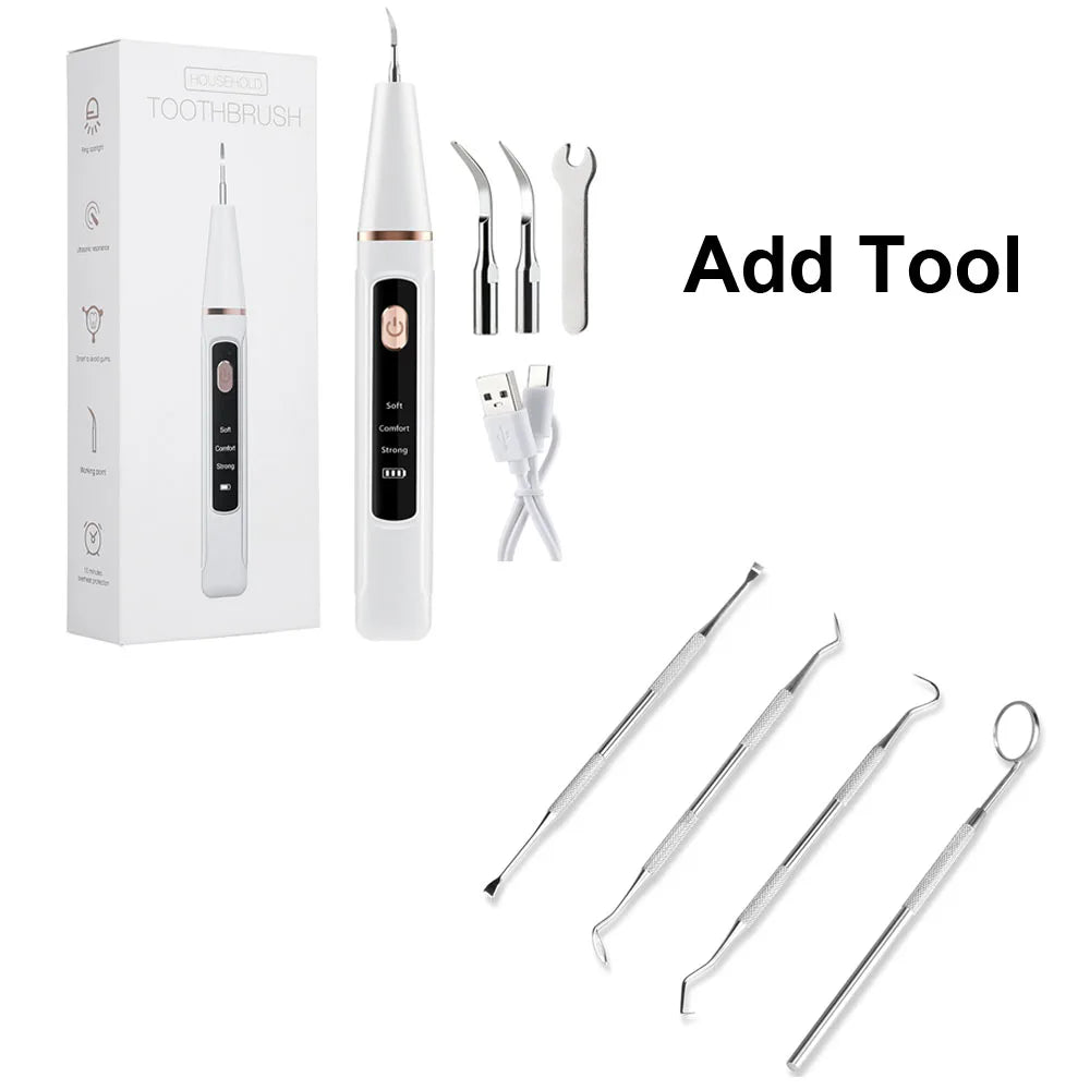 Electric Ultrasonic Teeth Tartar Cleaner Dental Scaler - Teeth Whitening Stain & Plaque Removal Tool for Oral Care