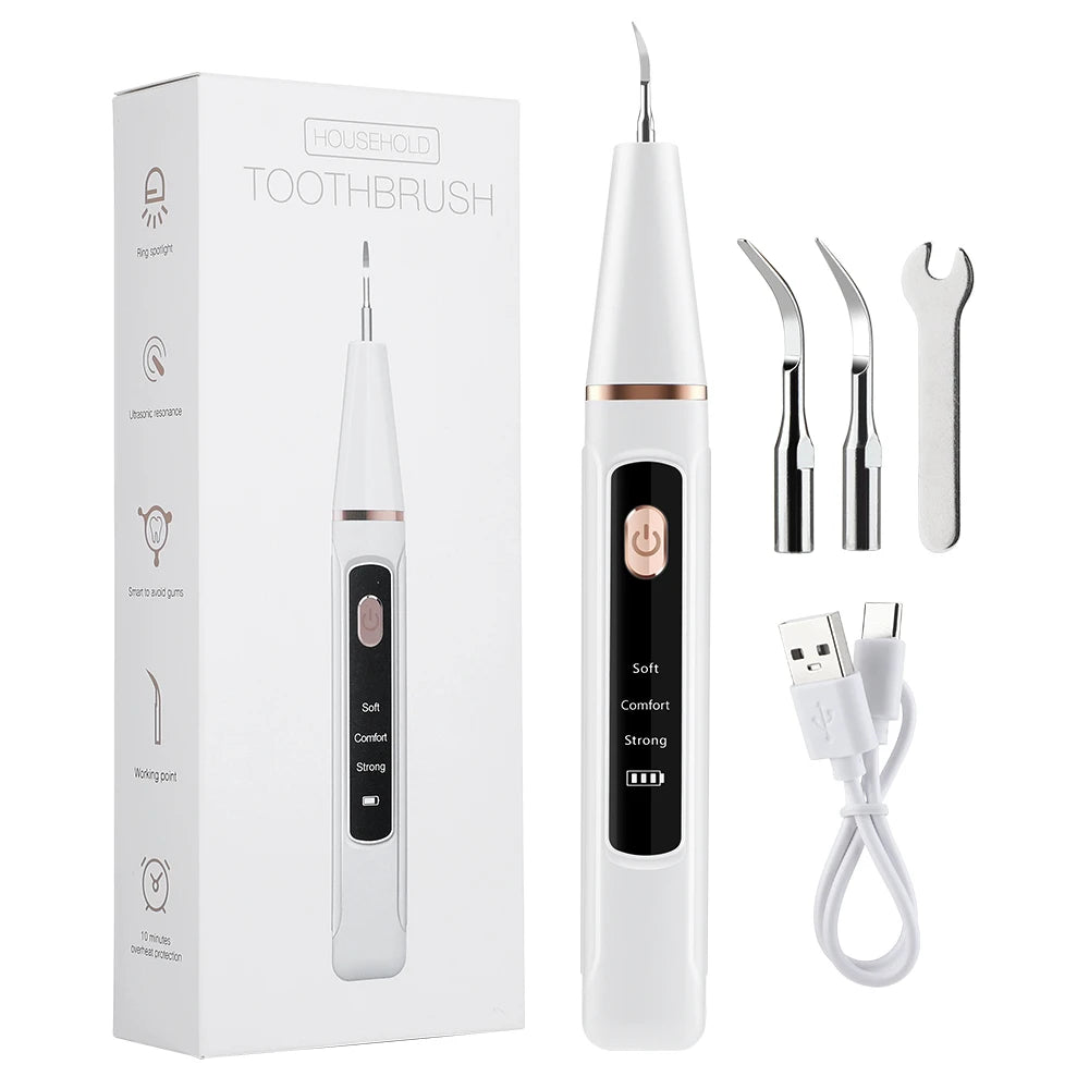 Electric Ultrasonic Teeth Tartar Cleaner Dental Scaler - Teeth Whitening Stain & Plaque Removal Tool for Oral Care