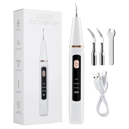 Electric Ultrasonic Teeth Tartar Cleaner Dental Scaler - Teeth Whitening Stain & Plaque Removal Tool for Oral Care